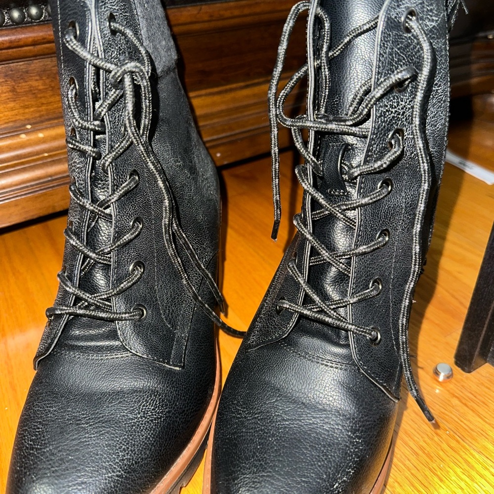 Black Lace-Up Ankle Boots